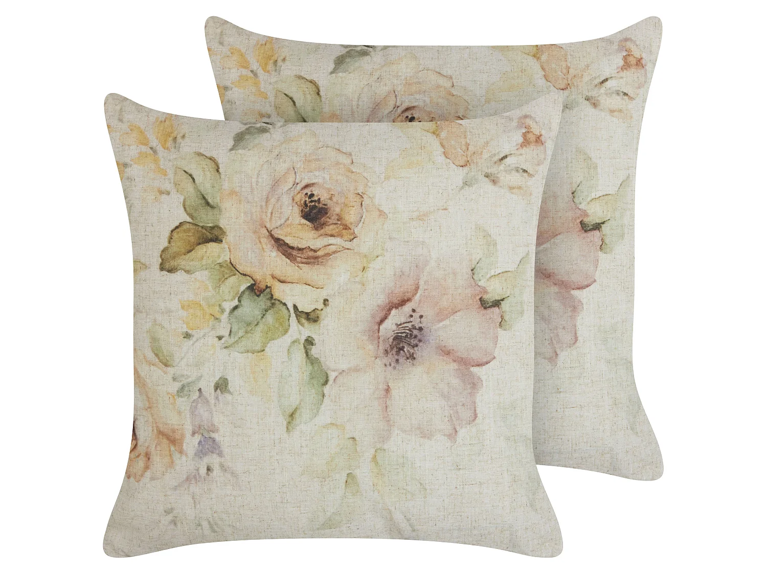 Set van 2 decoratieve kussens ZAHRIYE 45 x 45 cm Beige Bloempatroon