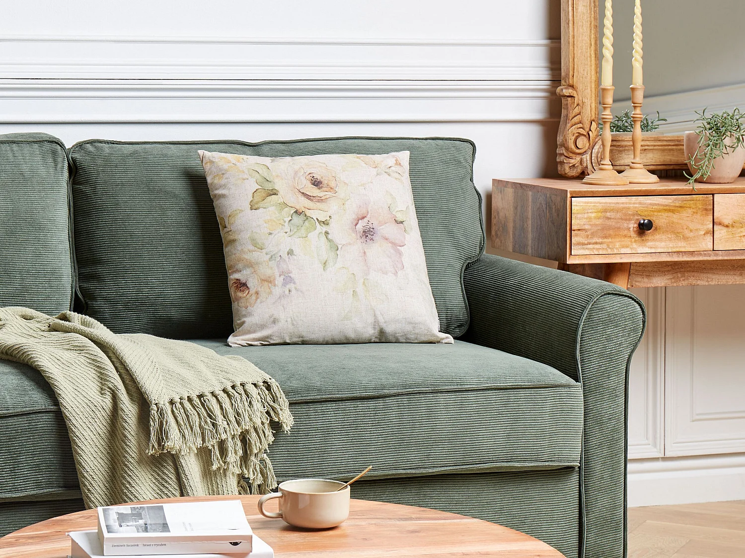 Coussin ZAHRIYE 45 x 45 cm Beige Motif floral