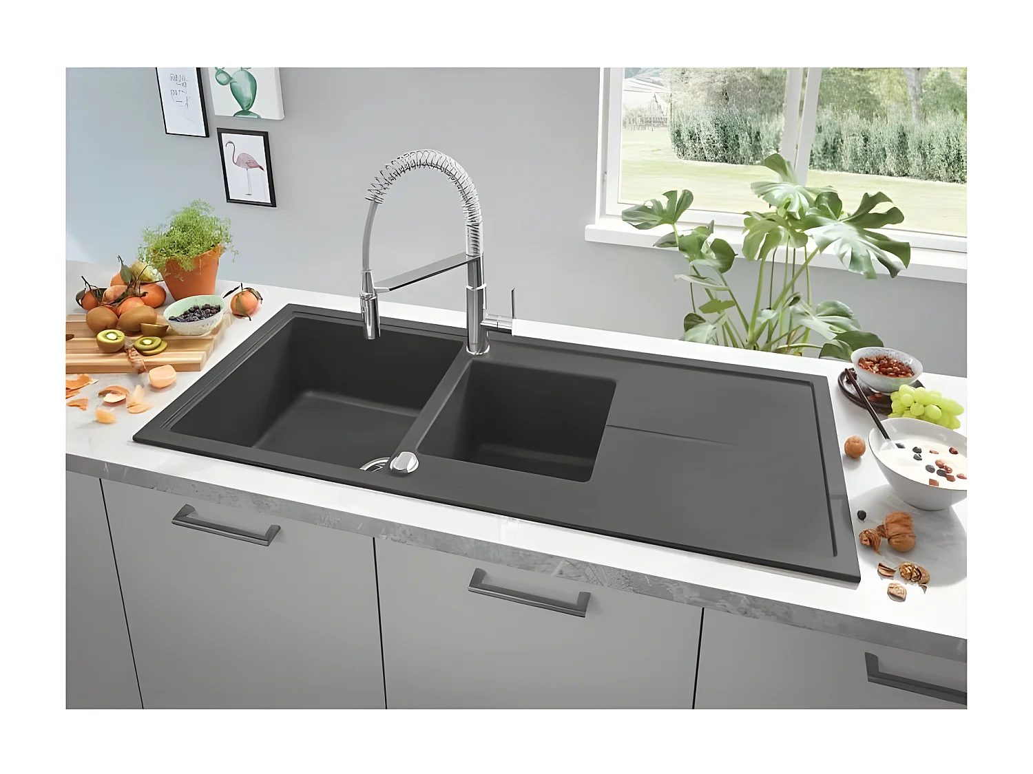 GROHE Robinet évier de cuisine Get, mitigeur monocommande 2 jets, robinet avec douchette extractible professionnelle, 30361000