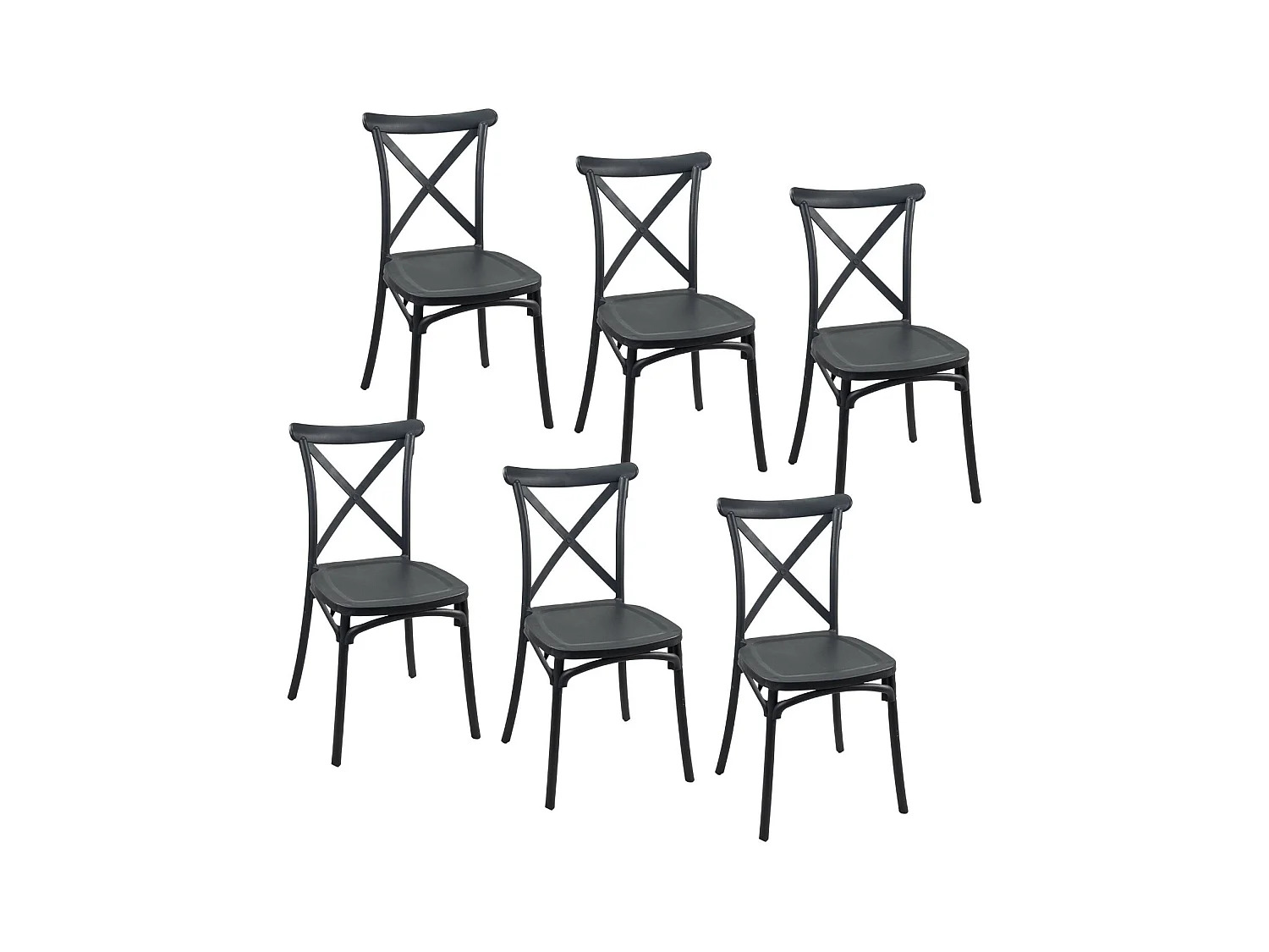 Pack de 6 chaises de restauration empilables Charlotte 50x44x87,5cm 7house