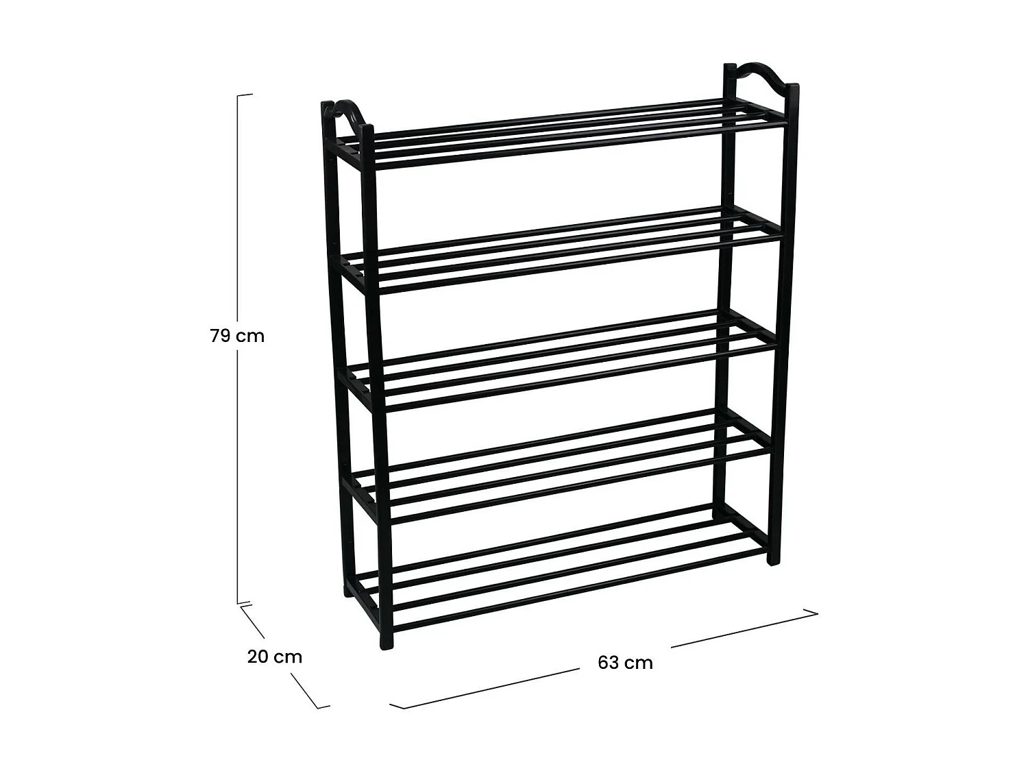 Etagère à Chaussures 5 Etagères Sir Noir 63x20x79cm Thinia Home