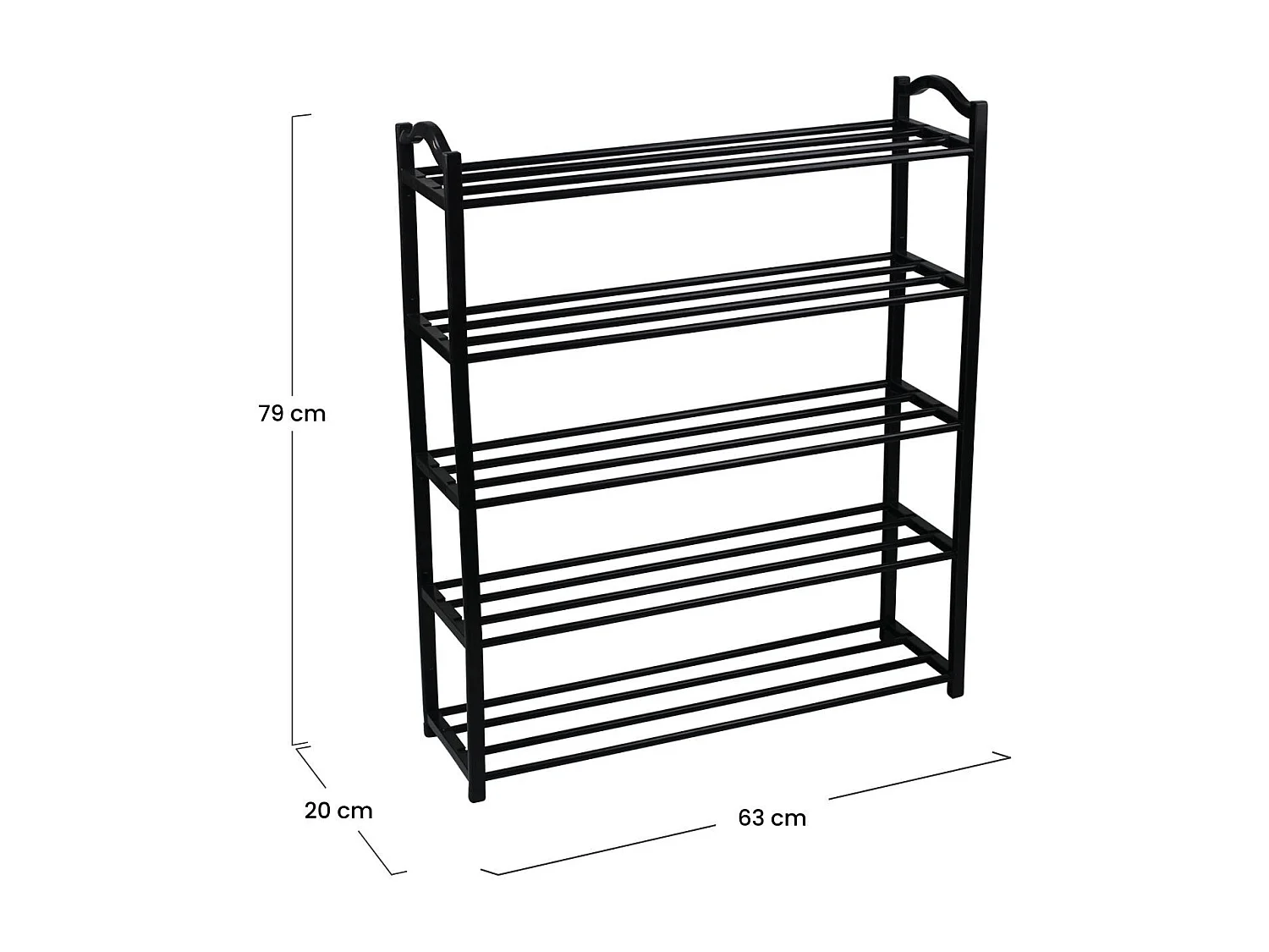 Etagère à Chaussures 5 Etagères Sir Noir 63x20x79cm Thinia Home
