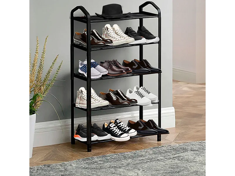 Scaffale Scarpiera 5 Ripiani Sir Nero 63x20x79 cm Thinia Home