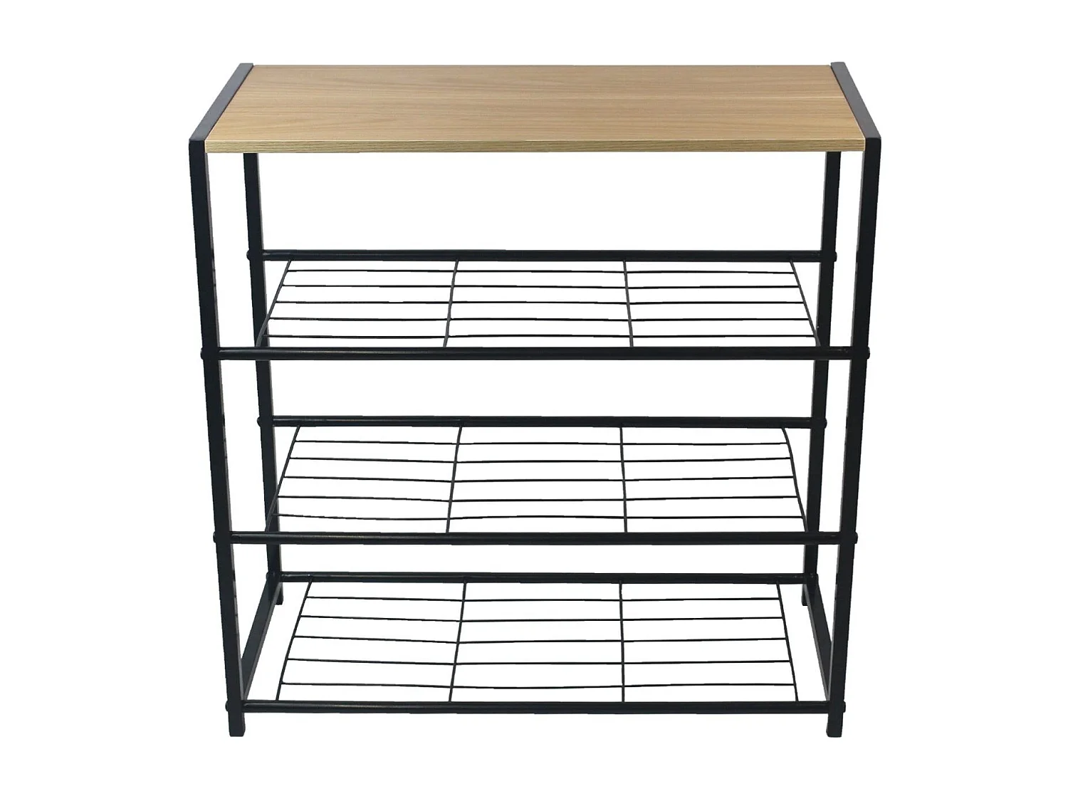 Banc à Chaussures Style Industriel 3 Etagères Erbu Noir/Marron 63x30x63cm O91