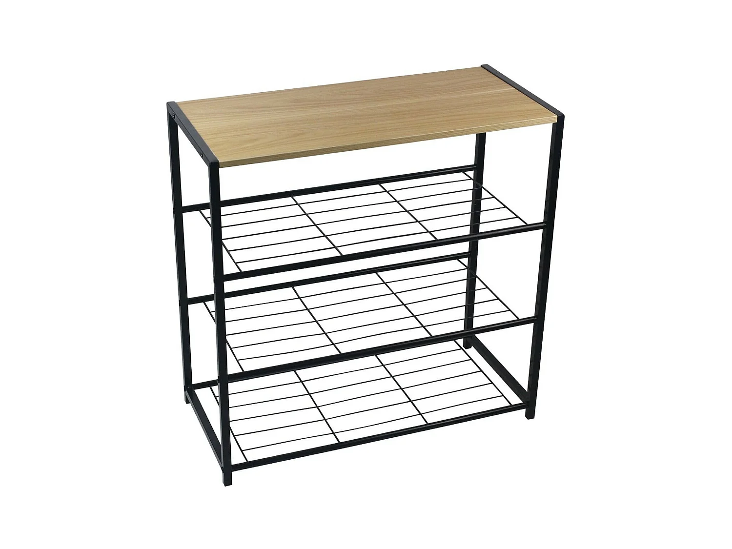 Banco Zapatero Estilo Industrial 3 Baldas Erbu Negro/Marrón 63x30x63cm O91