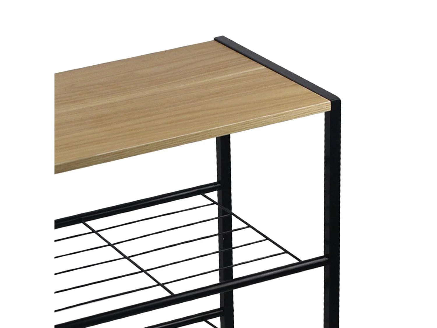 Banc à Chaussures Style Industriel 3 Etagères Erbu Noir/Marron 63x30x63cm O91