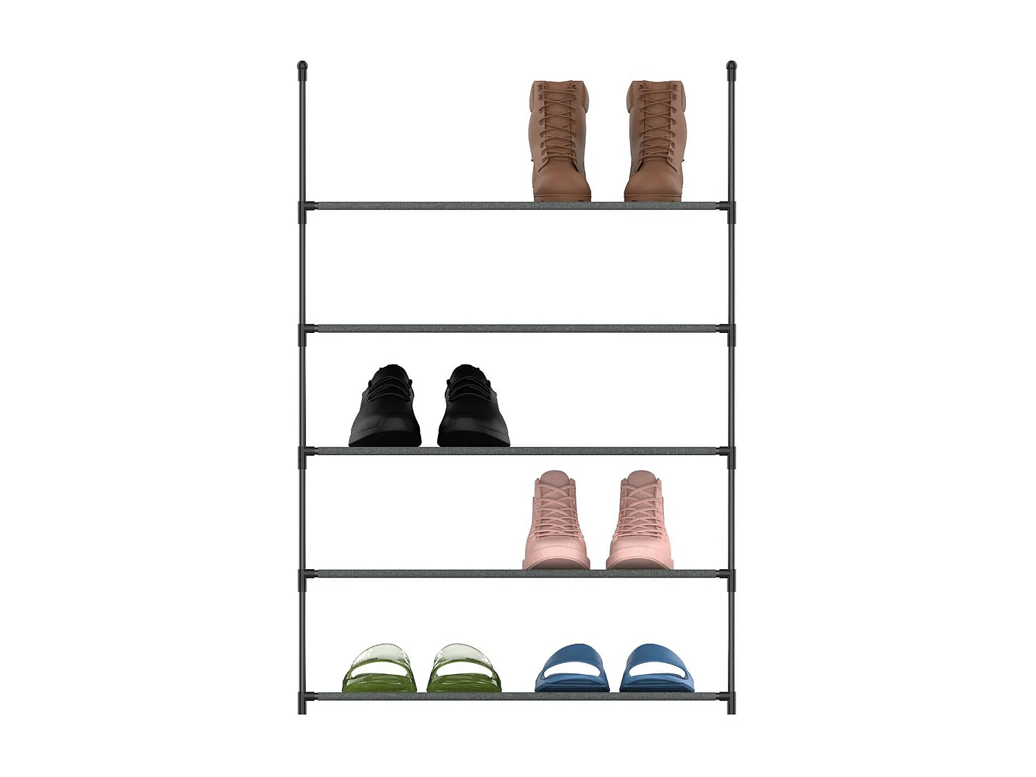 Zapatero Metálico Plateado con 5 Baldas 60x30x90cm 7house