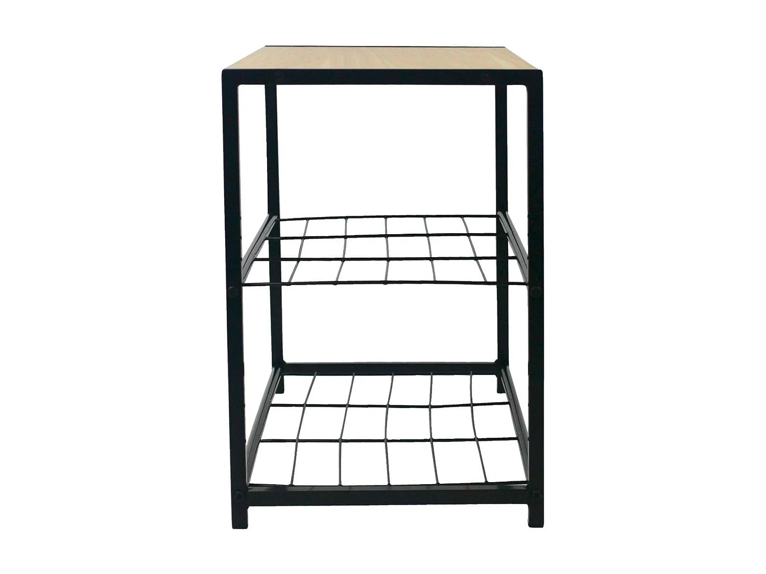 Banc à Chaussures Style Industriel 2 Etagères Erme Noir/Marron 63x30x43cm O91