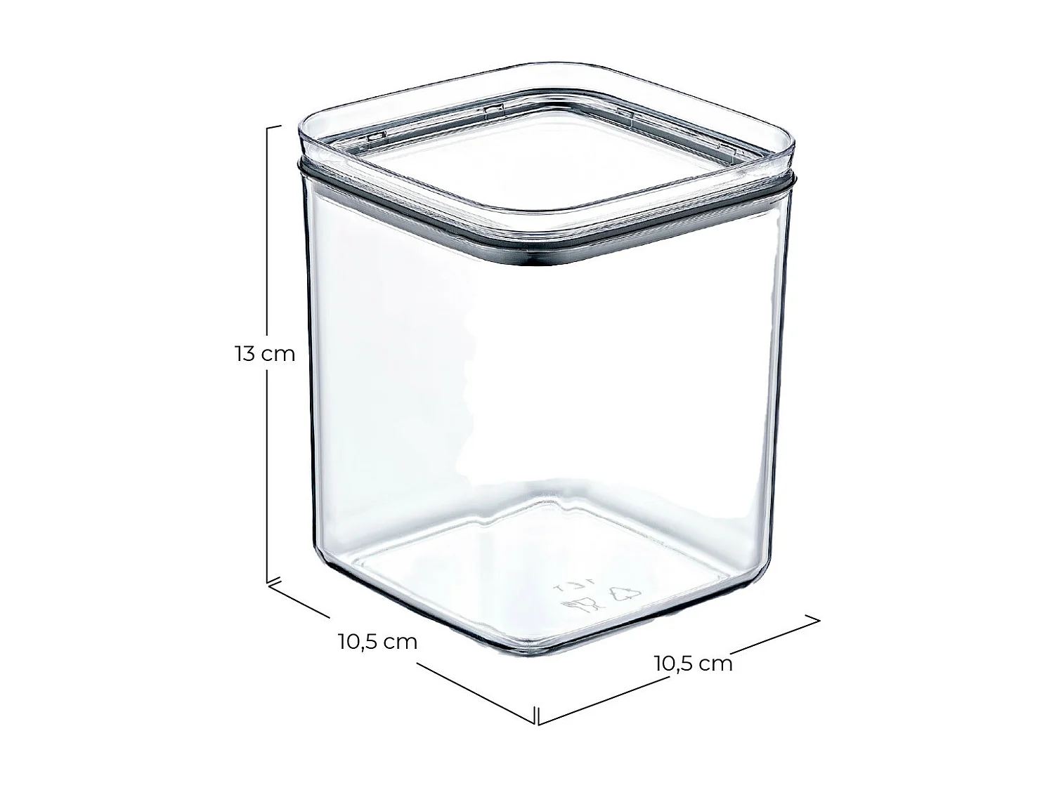 Recipiente Hermético para Alimentos Mediano Cuadrado 10.5x10.5x13cm 7house