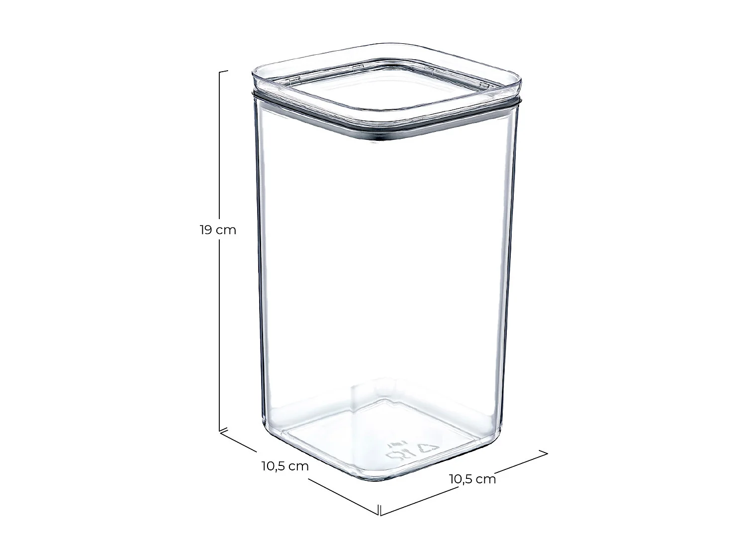 Grand récipient alimentaire carré hermétique 10,5x10,5x19cm 7house