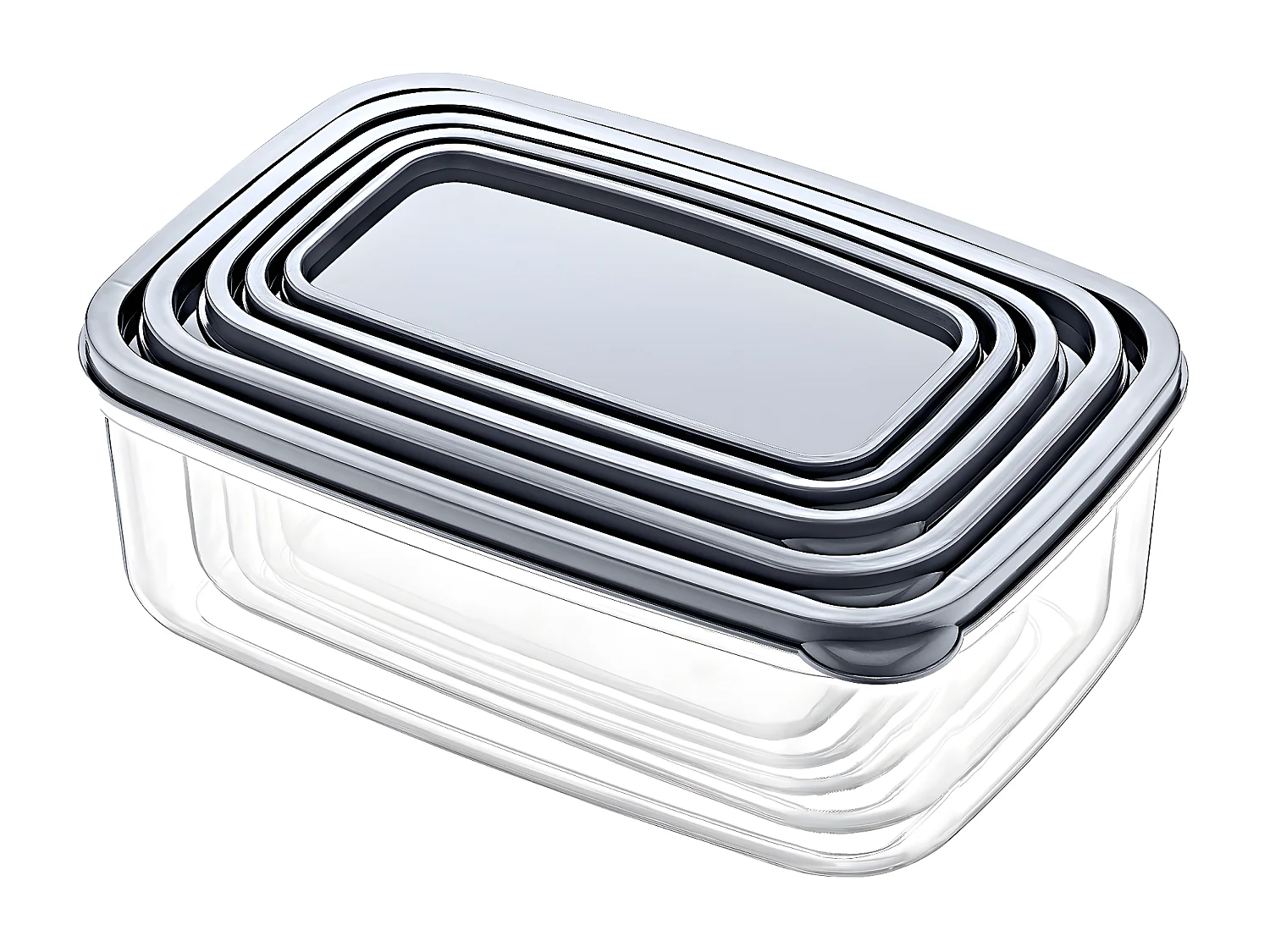 Set 5 Recipientes Herméticos para Alimentos, de forma Rectangular 7house