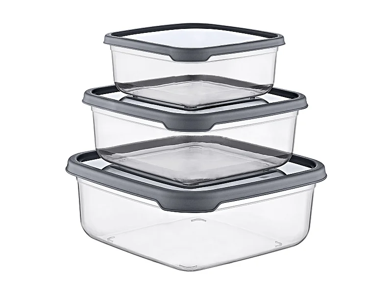 Set 3 Recipientes Herméticos para Alimentos, de forma Cuadrada 7house