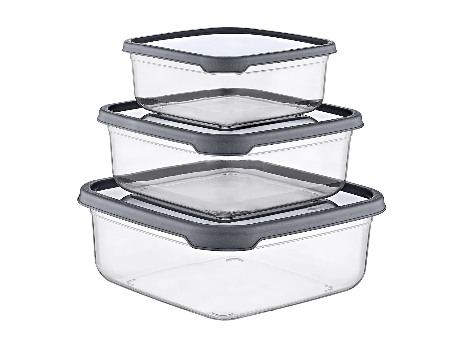 Set 3 Recipientes Herméticos para Alimentos, de forma Cuadrada 7house