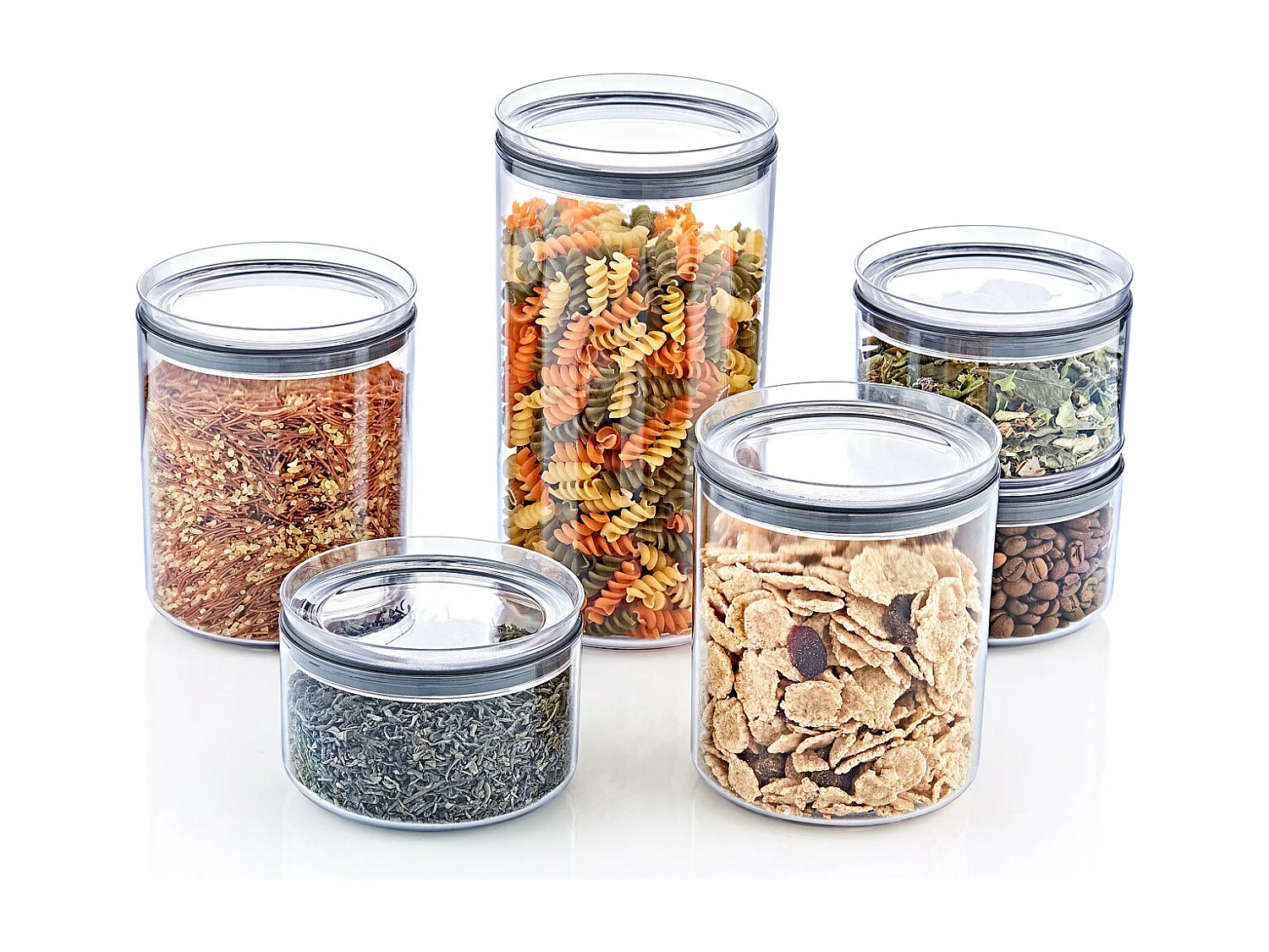 Set 3 Contenitori Ermetici per Alimenti Piccoli, Medi e Grandi, Forma Rotonda 7house