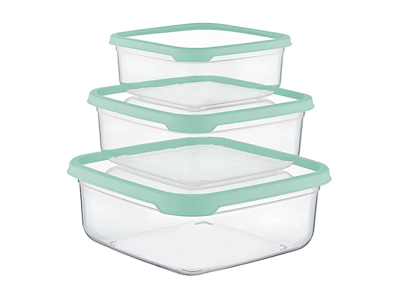 Set 3 Recipientes Herméticos para Alimentos, de forma Cuadrada 7house