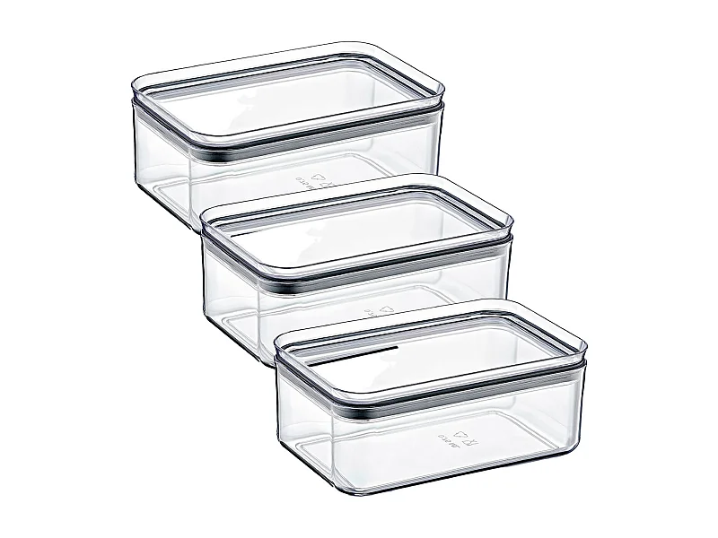 Pack 3 Recipientes Herméticos para Alimentos Pequeño Rectangular 10.5x16.5x7.5cm 7house