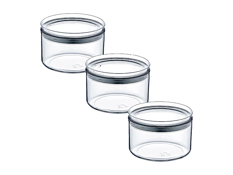 Confezione 3 Contenitori Alimentari Ermetici Piccoli Rotondi Ø10.5x7.5cm 7house