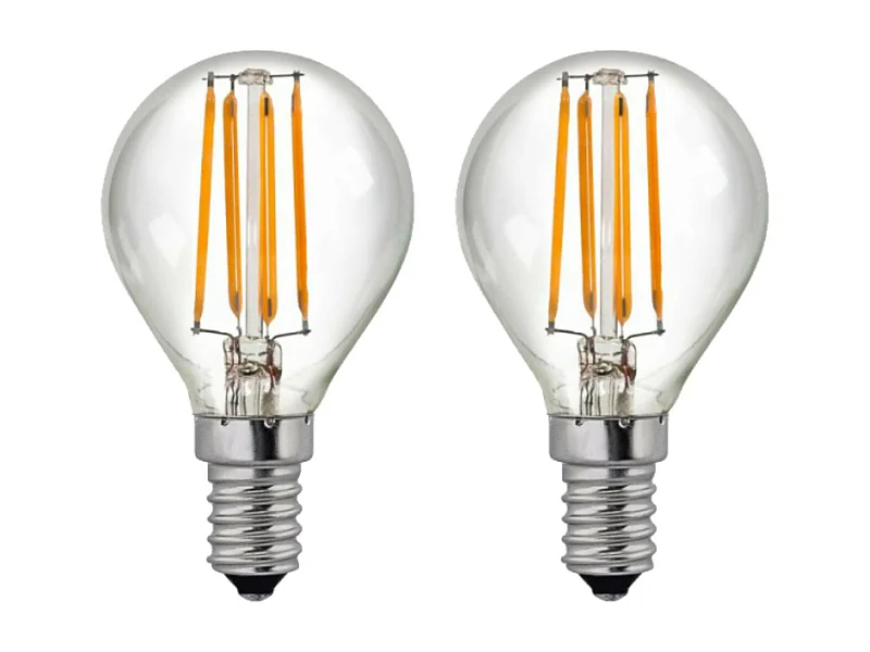 Pack 2 Bombillas LED Filamento Esféricas E14 4W Equi.40W 470lm 2700K 25000H 7hSevenOn Premium