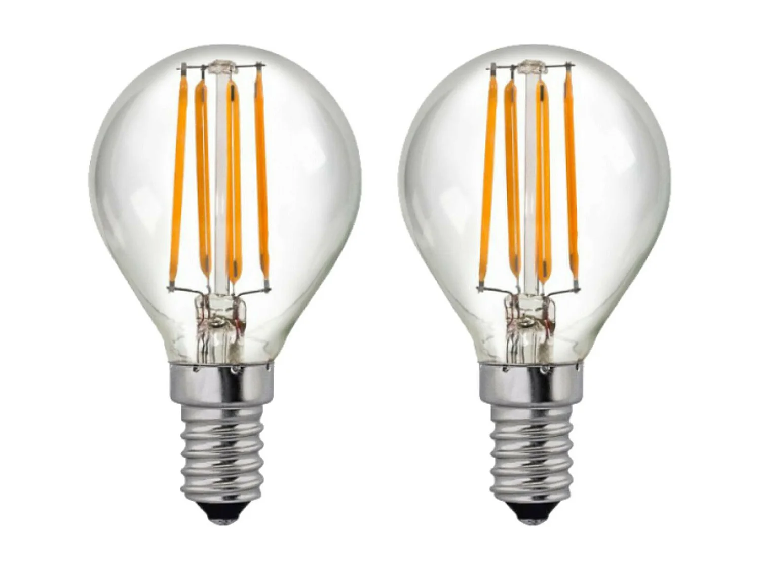 Pack 2 Bombillas LED Filamento Esféricas E14 4W Equi.40W 470lm 2700K 25000H 7hSevenOn Premium