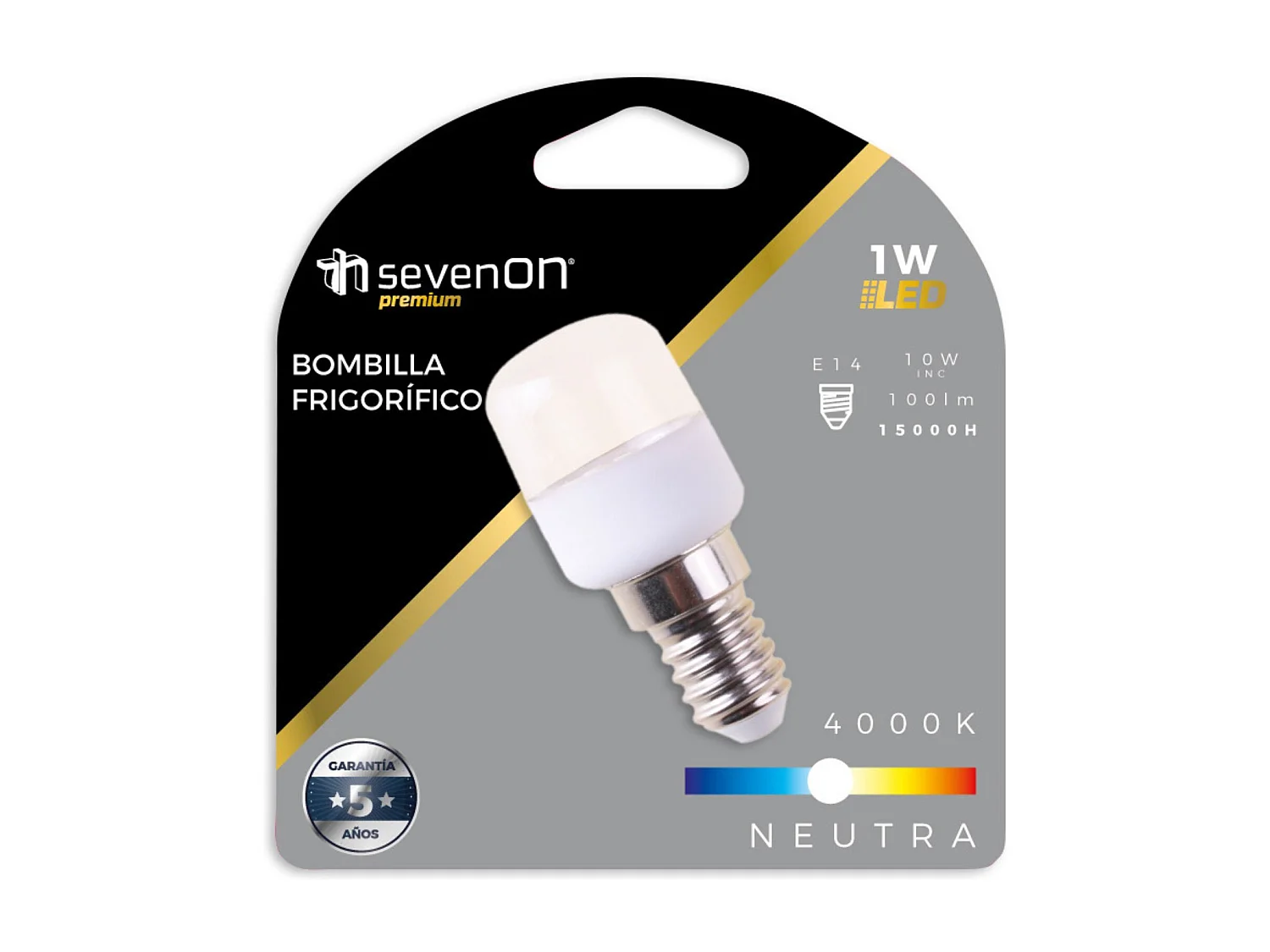 Bombilla LED para Frigorífico E14 1W Equi.10W 100lm 4000K 15000H 7hSevenOn Premium