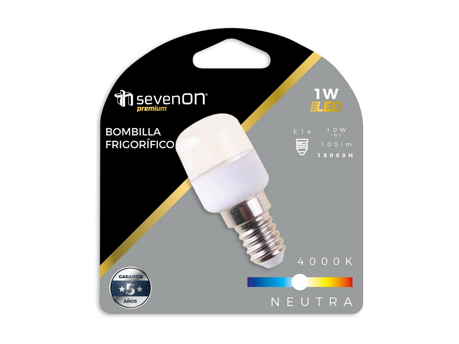 Ampoule LED Réfrigérateur E14 1W Equi.10W 100lm 4000K 15000H 7hSevenOn Premium