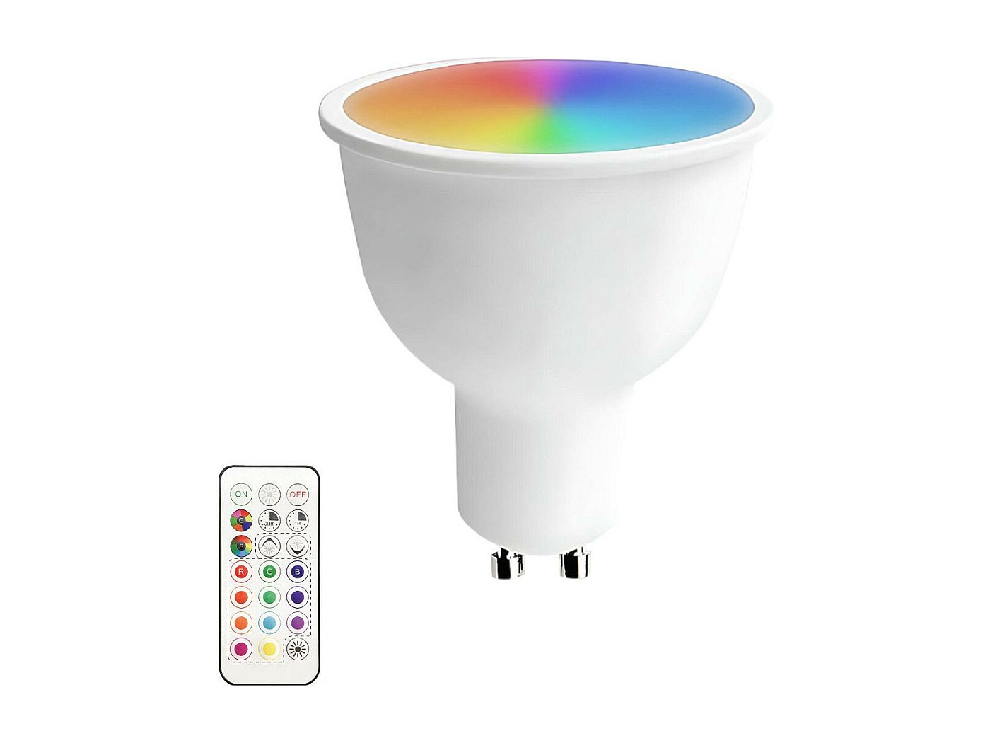 Faretto RGB GU10 LED 3W Multicolore Con Telecomando - Lampada Dimmerabile Per Cromoterapia, Luci Colorate Per Interni, Global Design Concepts