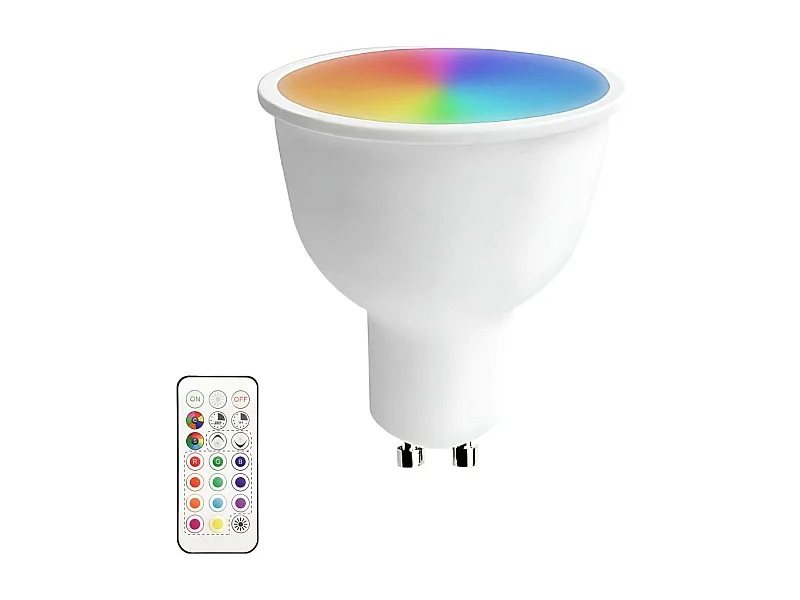 Ampoule Spot LED GU10 6W Equi.40W 470lm RGB avec Télécommande 25000H 7hSevenOn Premium