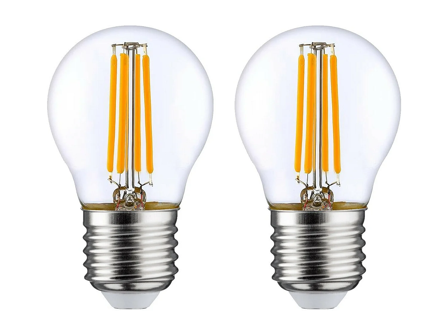 Confezione da 2 Lampadine LED Filamento Sferico E27 4W Equi.40W 470lm 2700K 25000H 7hSevenOn Premium