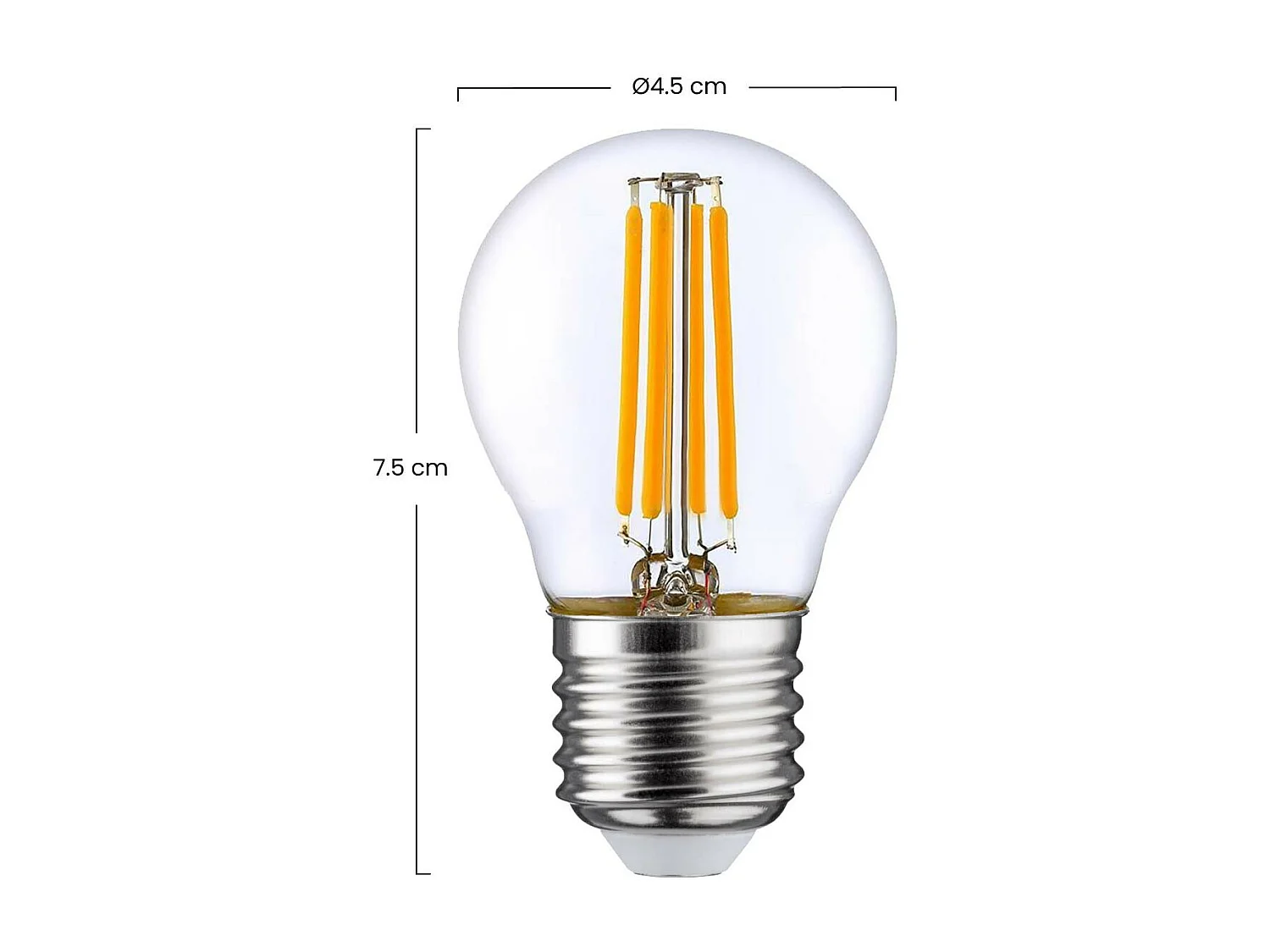 Pack de 2 Ampoules LED à Filament Sphérique E27 4W Equi.40W 470lm 2700K 25000H 7hSevenOn Premium
