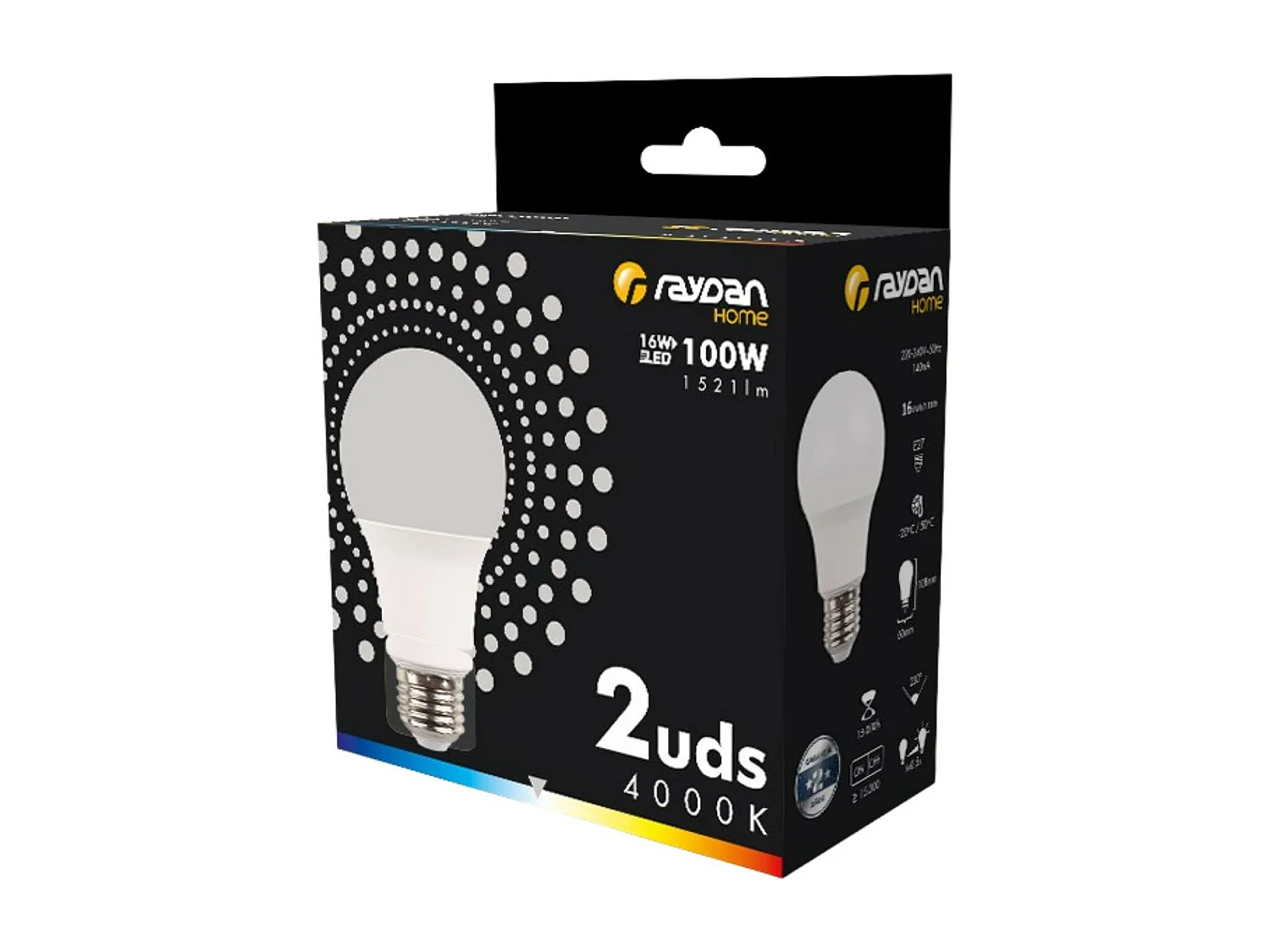 Pack 2 Bombillas LED Estándar E27 16W Equi.100W 1521lm 15000H Raydan Home