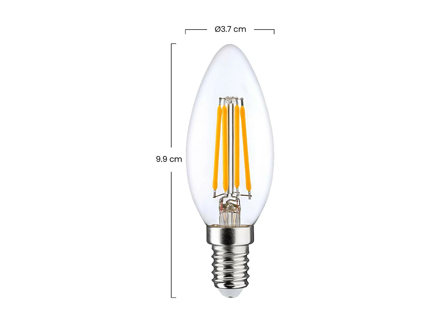 Pack 2 Bombillas LED Filamento Vela E14 4W Equi.40W 470lm 2700K 25000H 7hSevenOn Premium
