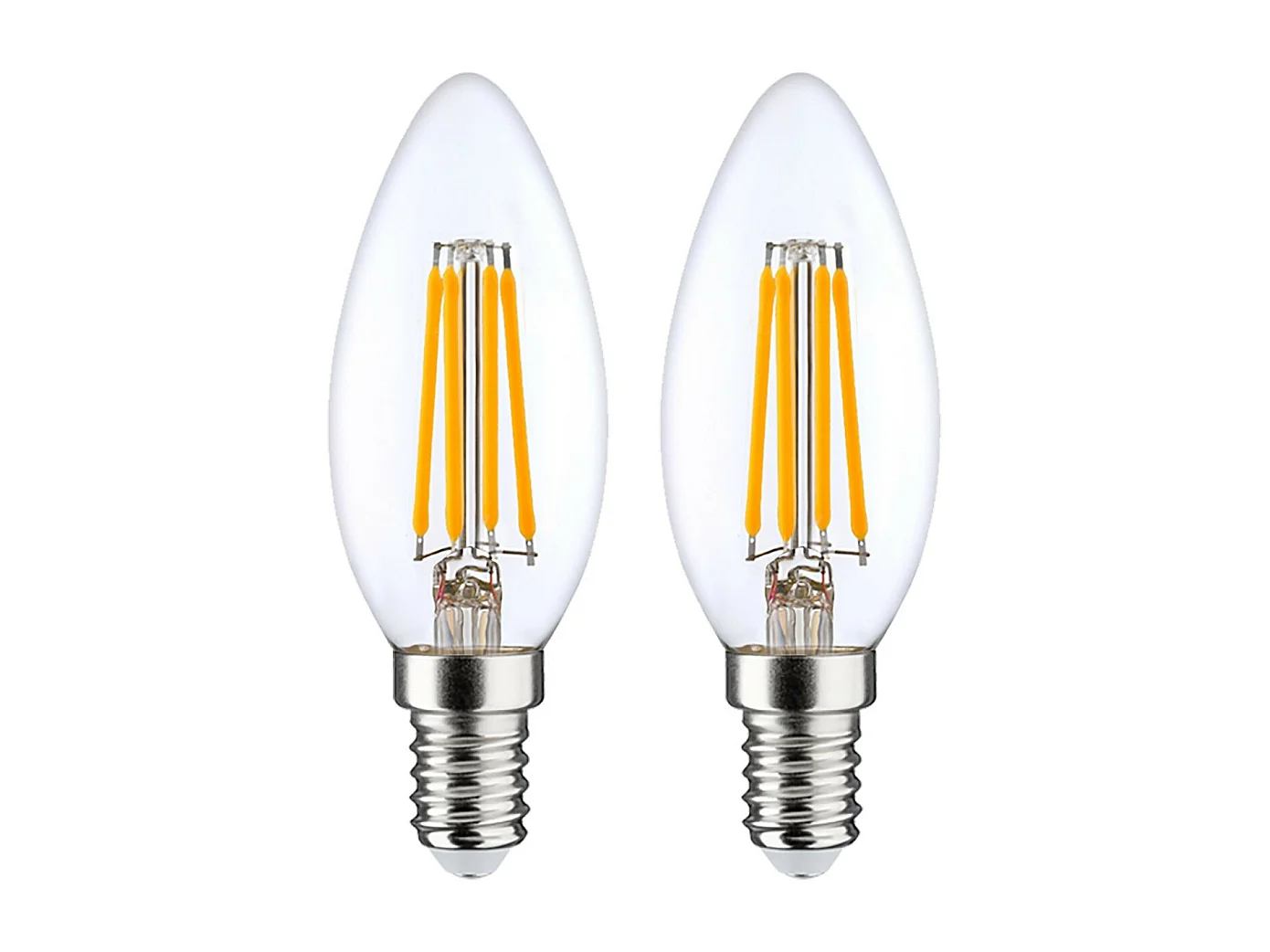 Pack 2 Bombillas LED Filamento Vela E14 4W Equi.40W 470lm 2700K 25000H 7hSevenOn Premium
