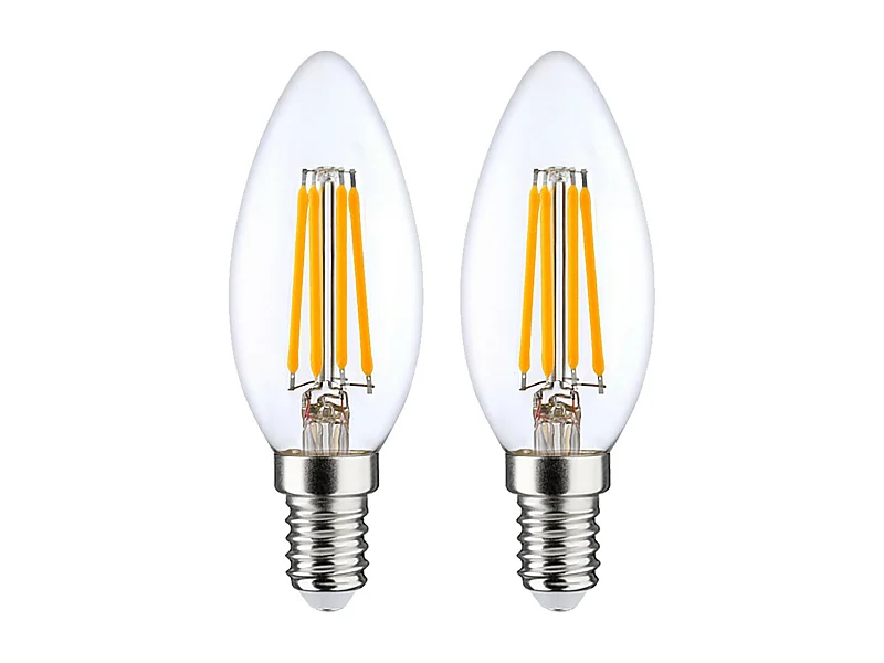 Pack de 2 Ampoules Bougie LED Filament E14 4W Equi.40W 470lm 2700K 25000H 7hSevenOn Premium