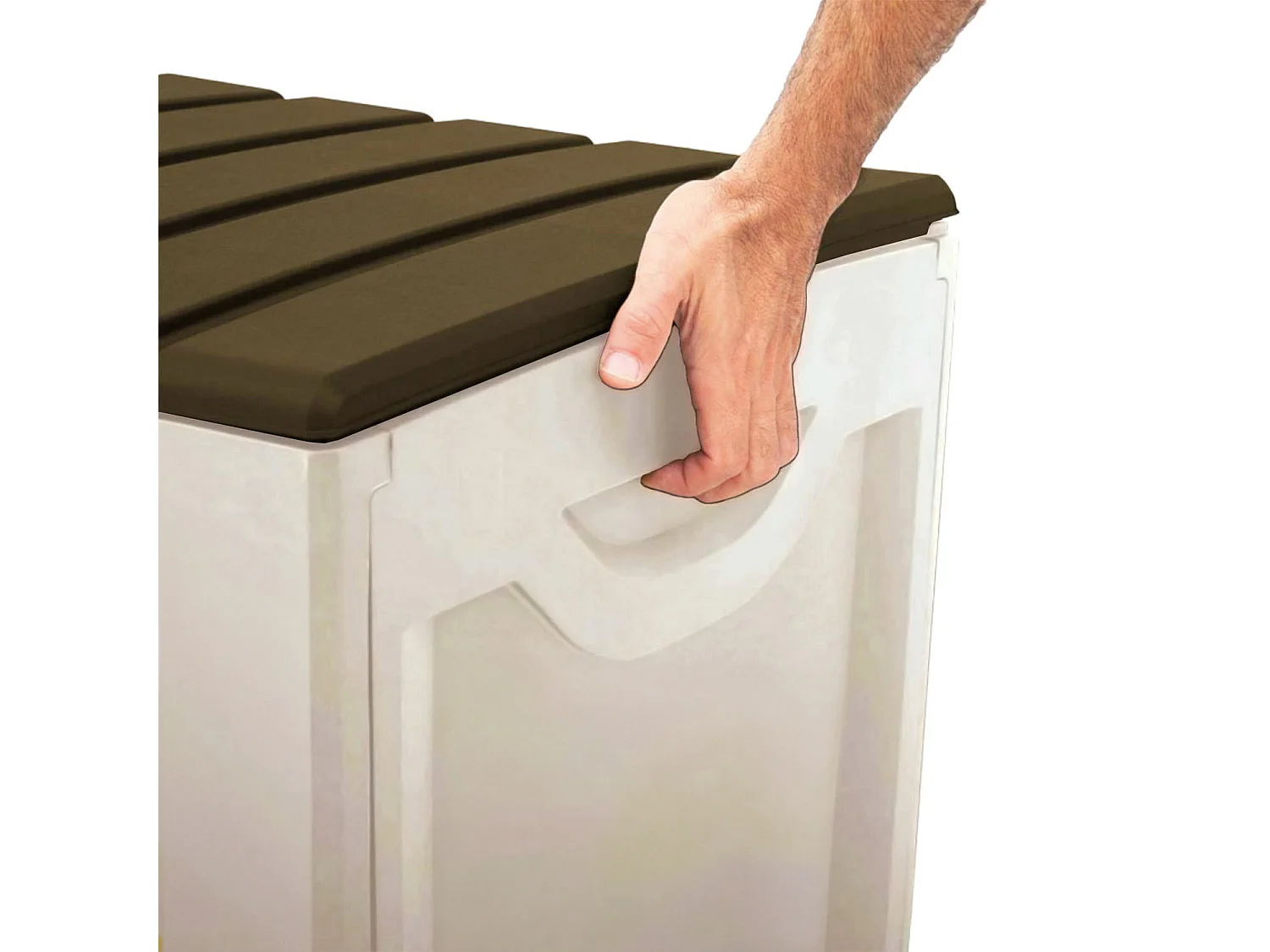 Coffre d'extérieur 340 litres de résine 118x53x57cm Beige 7house