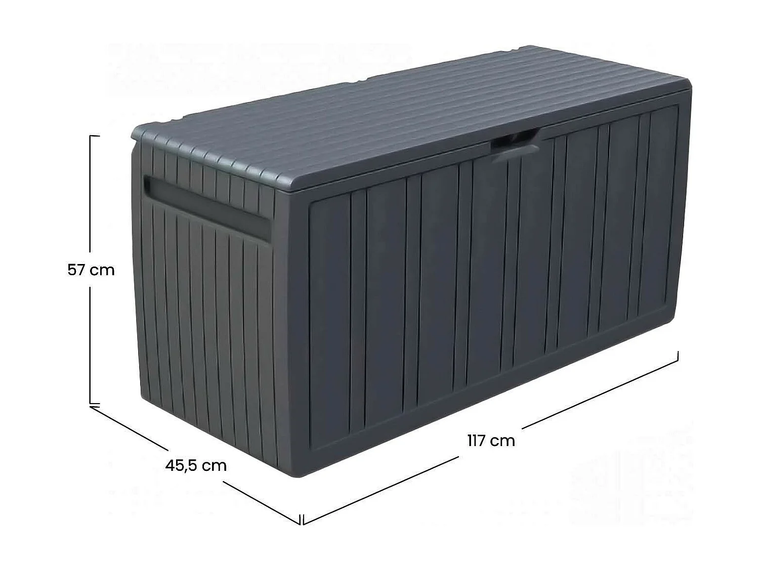 Coffre d'extérieur 270 litres de résine 117x45,5x57cm gris Thinia Home