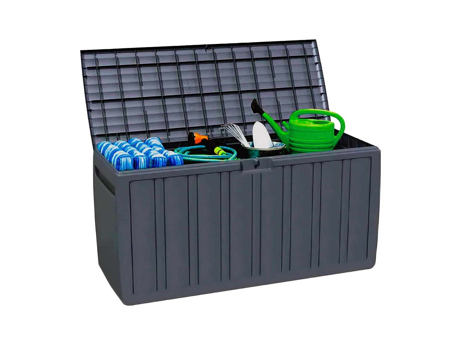 Coffre d'extérieur 270 litres de résine 117x45,5x57cm gris Thinia Home