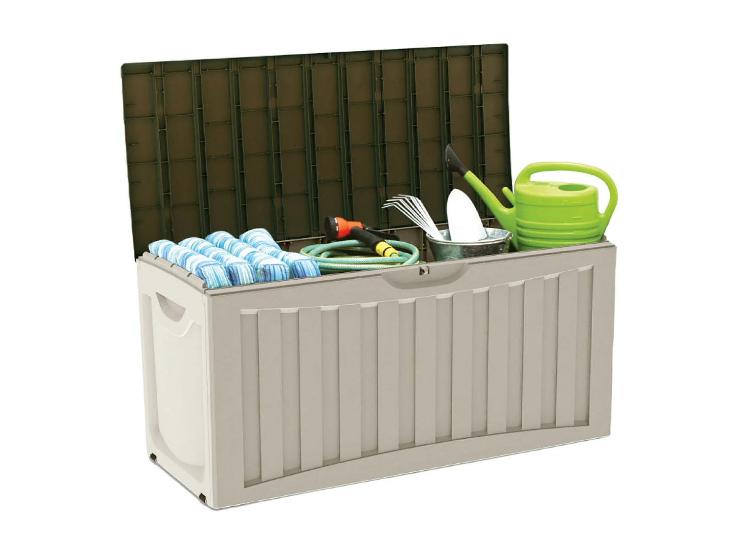 Coffre d'extérieur 340 litres de résine 118x53x57cm Beige Thinia Home