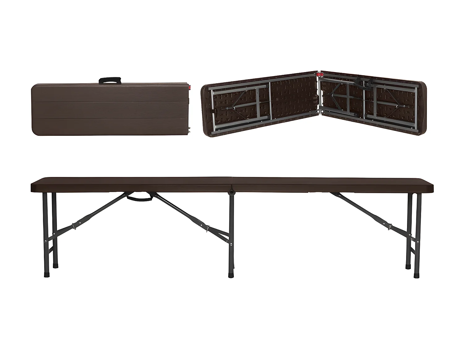 Banco Plegable Catering 180x30x43cm Efecto Madera Thinia Home