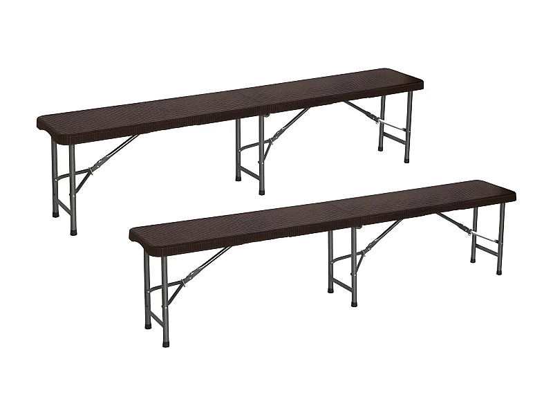 Pack 2 Bancos Plegables Catering 180x30x43cm Efecto Ratan Thinia Home