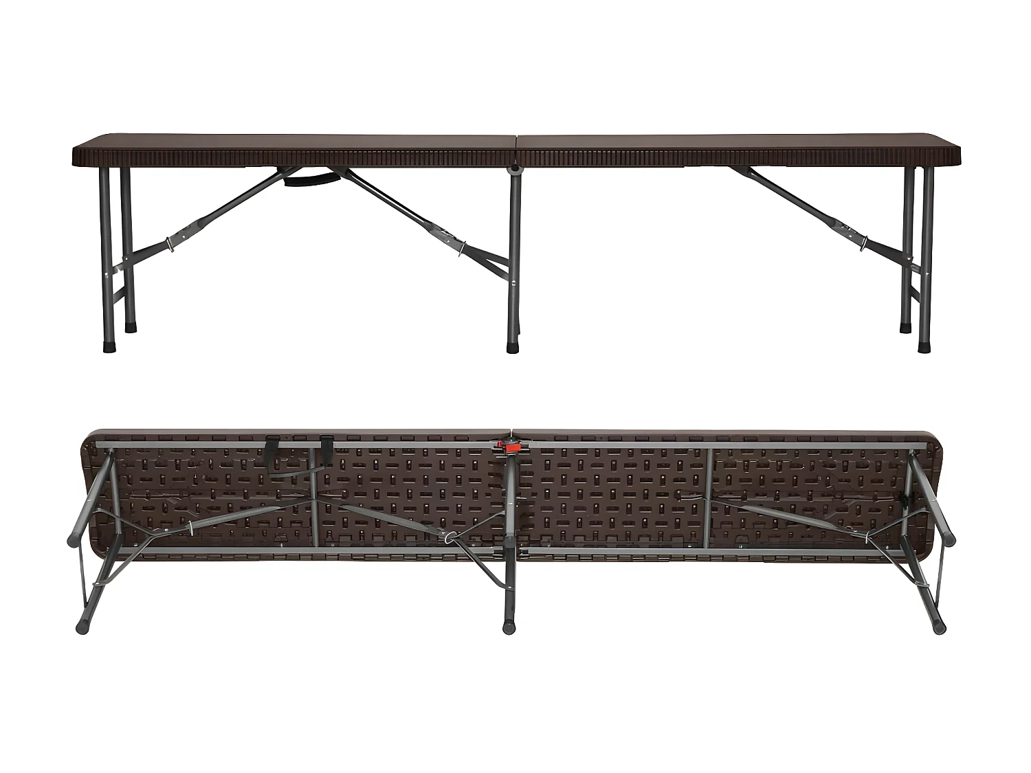 Pack 2 Bancos Plegables Catering 180x30x43cm Efecto Ratan Thinia Home