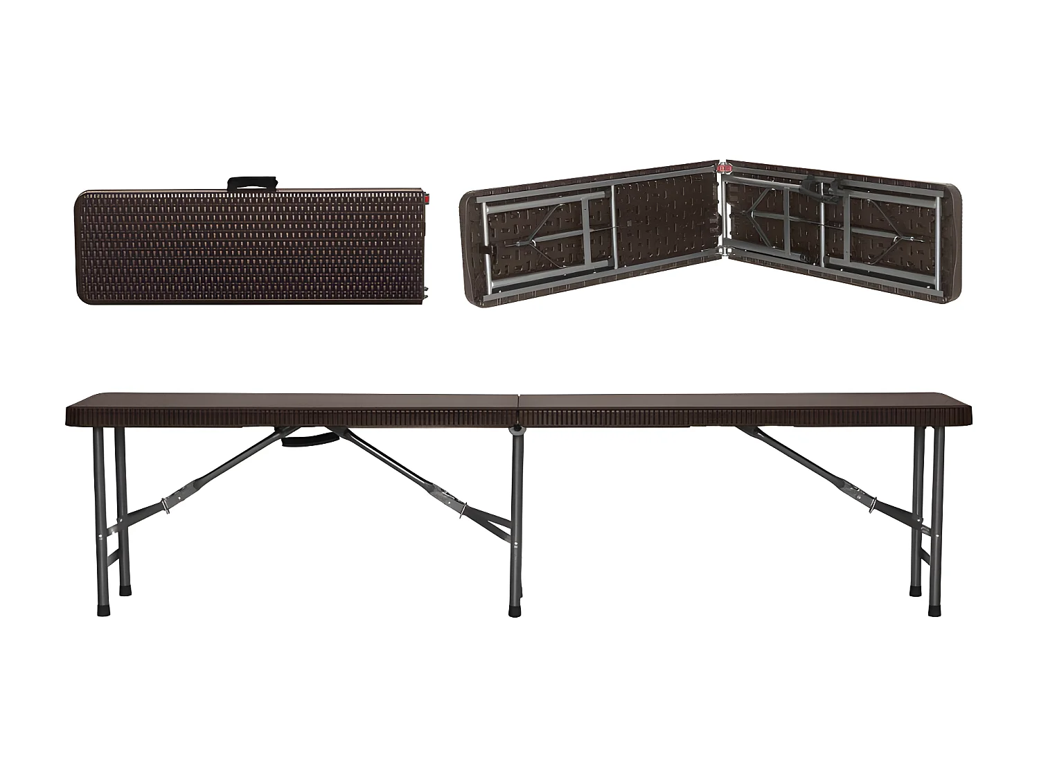 Pack 2 Bancos Plegables Catering 180x30x43cm Efecto Ratan Thinia Home