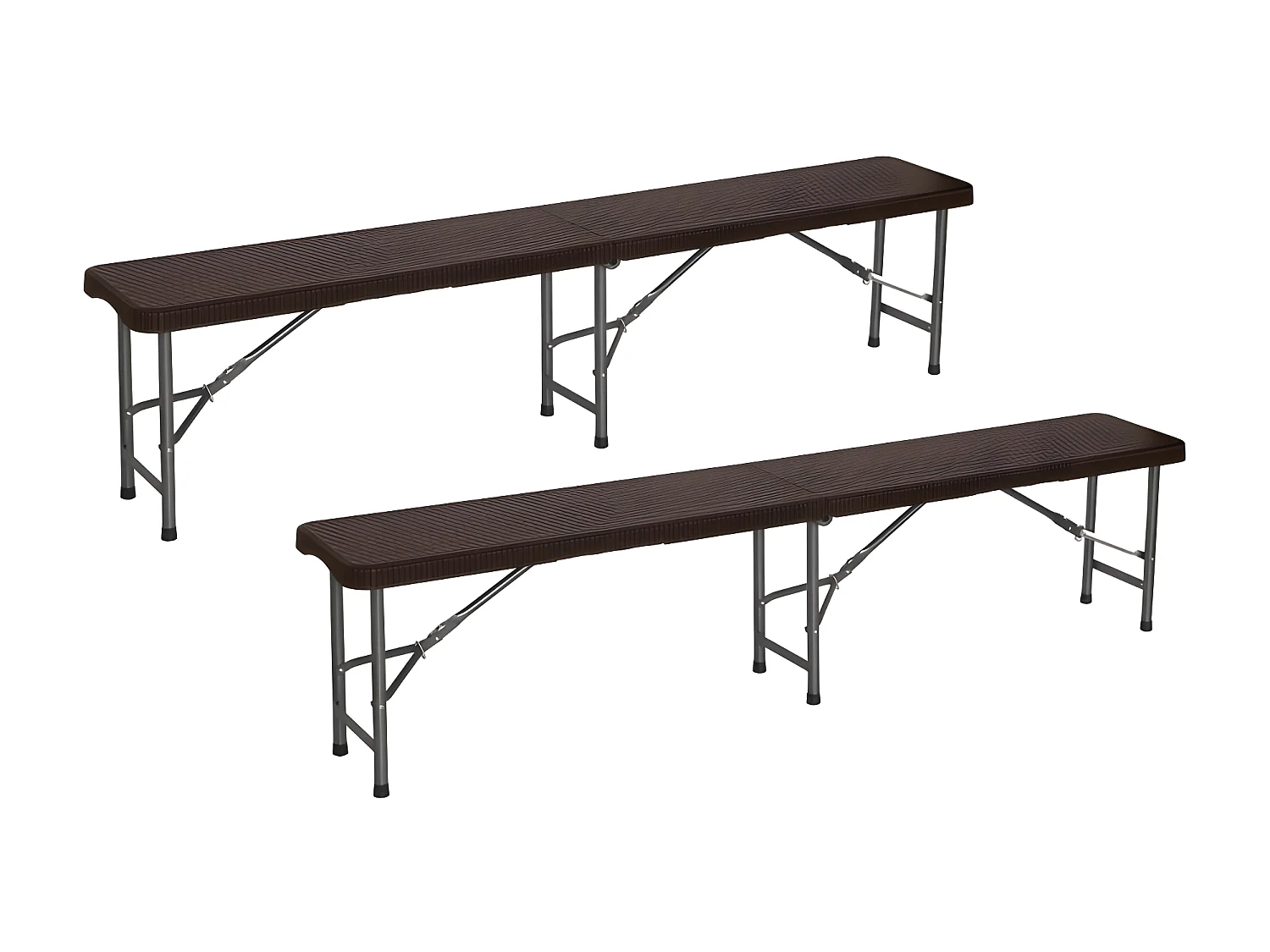 Pack 2 Bancos Plegables Catering 180x30x43cm Efecto Ratan Thinia Home