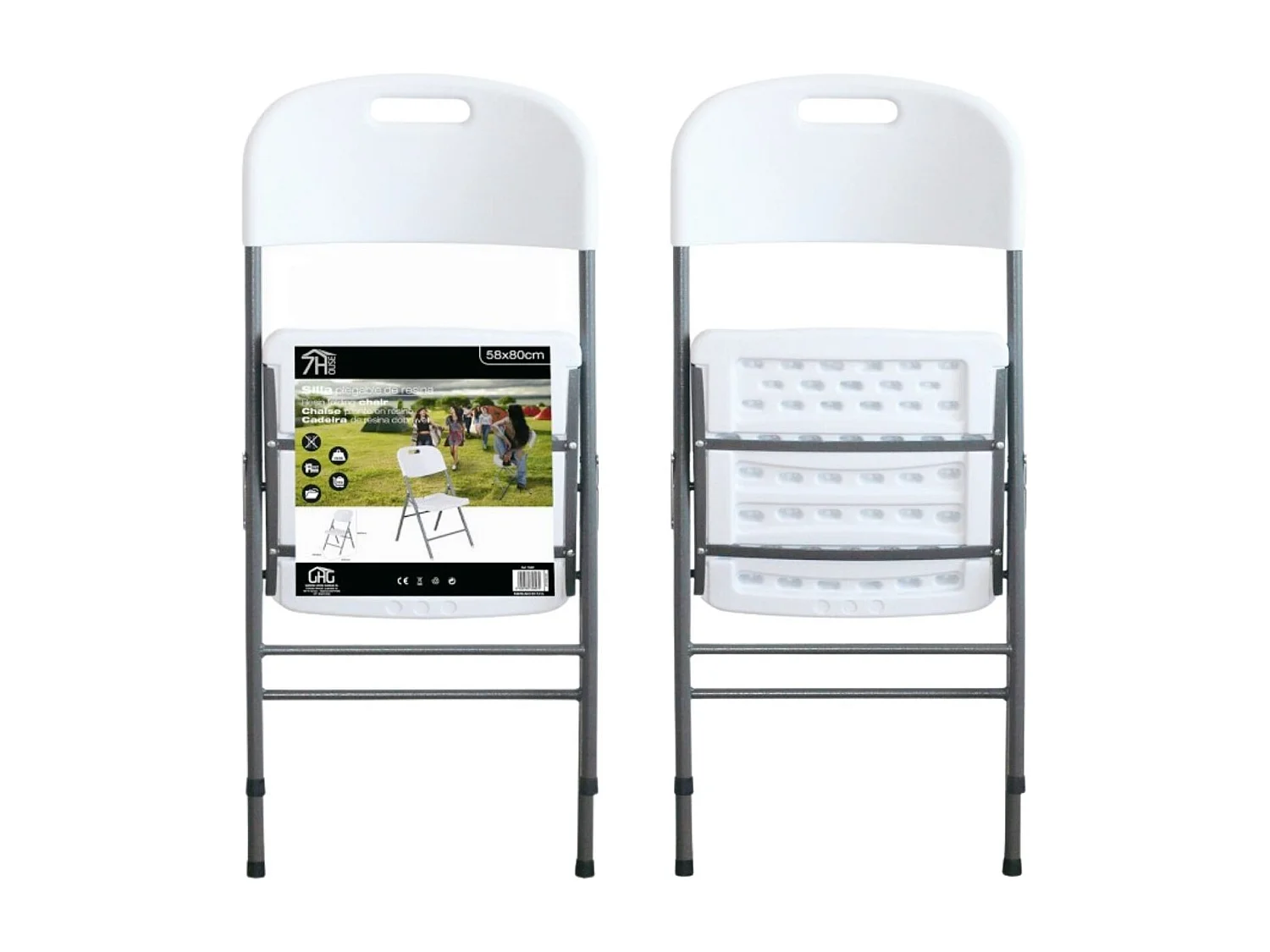 Pack 6 Chaises Pliantes avec Poignée 47x58x87cm Thinia Home