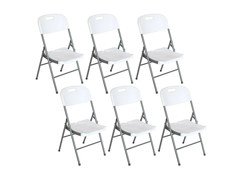 Pack 6 Chaises Pliantes avec Poignée 47x58x87cm Thinia Home