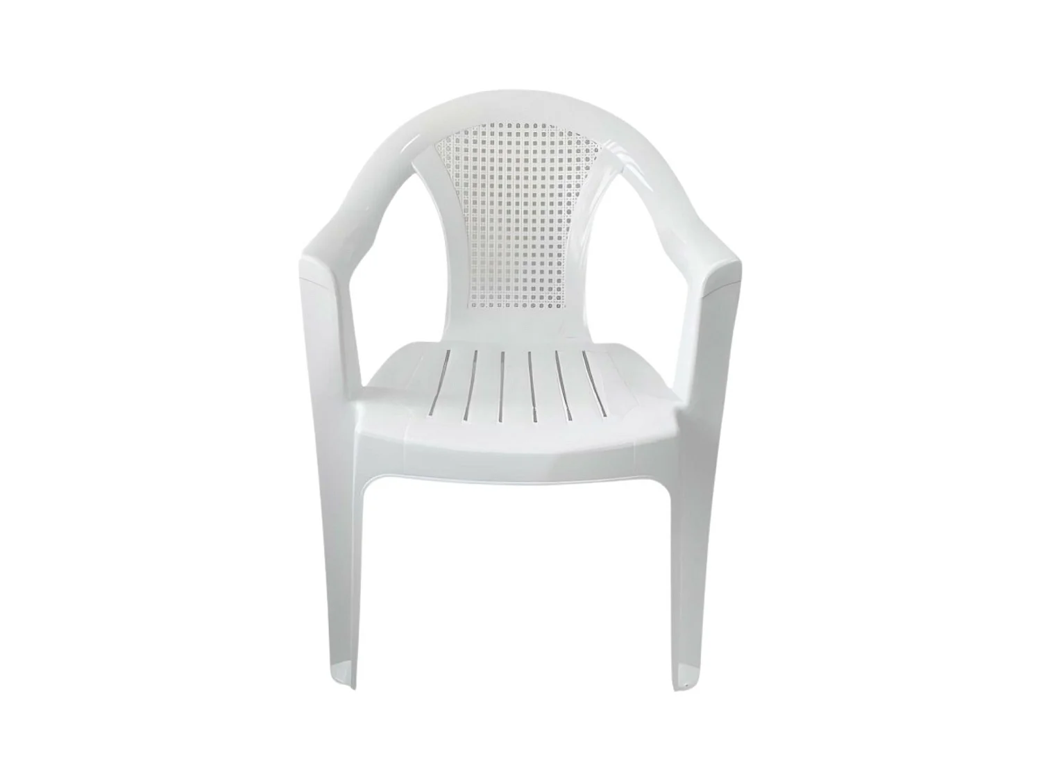 Chaise empilable blanche avec accoudoirs 56x75x79cm O91
