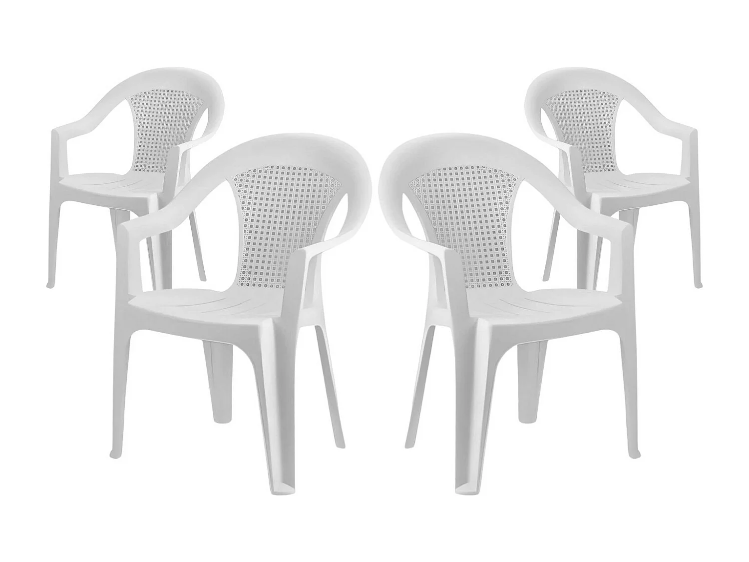 Pack 4 Chaises Empilables Blanches avec Accoudoirs 56x75x79cm O91