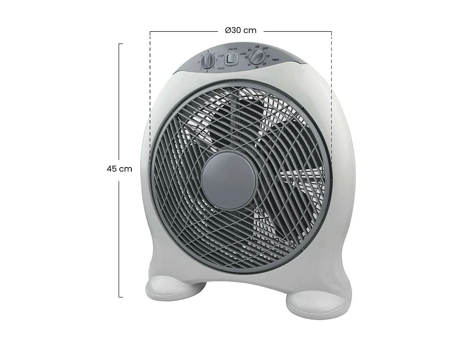 Ventilatore da tavolo Ø30cm 50W 3 velocità Nuovo Box Grigio Raydan Home