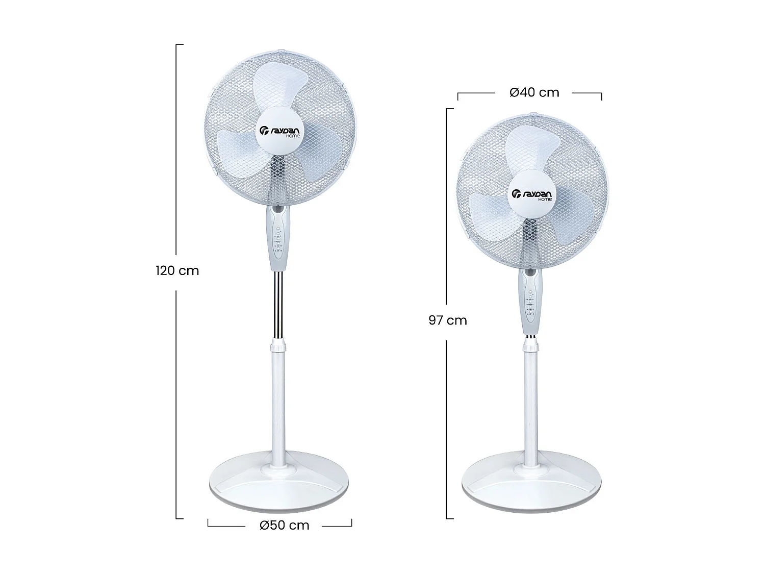 Ventilador de Pie Ø40cm 40W 3 Velocidades Neos Comfort Blanco con Mando Raydan Home