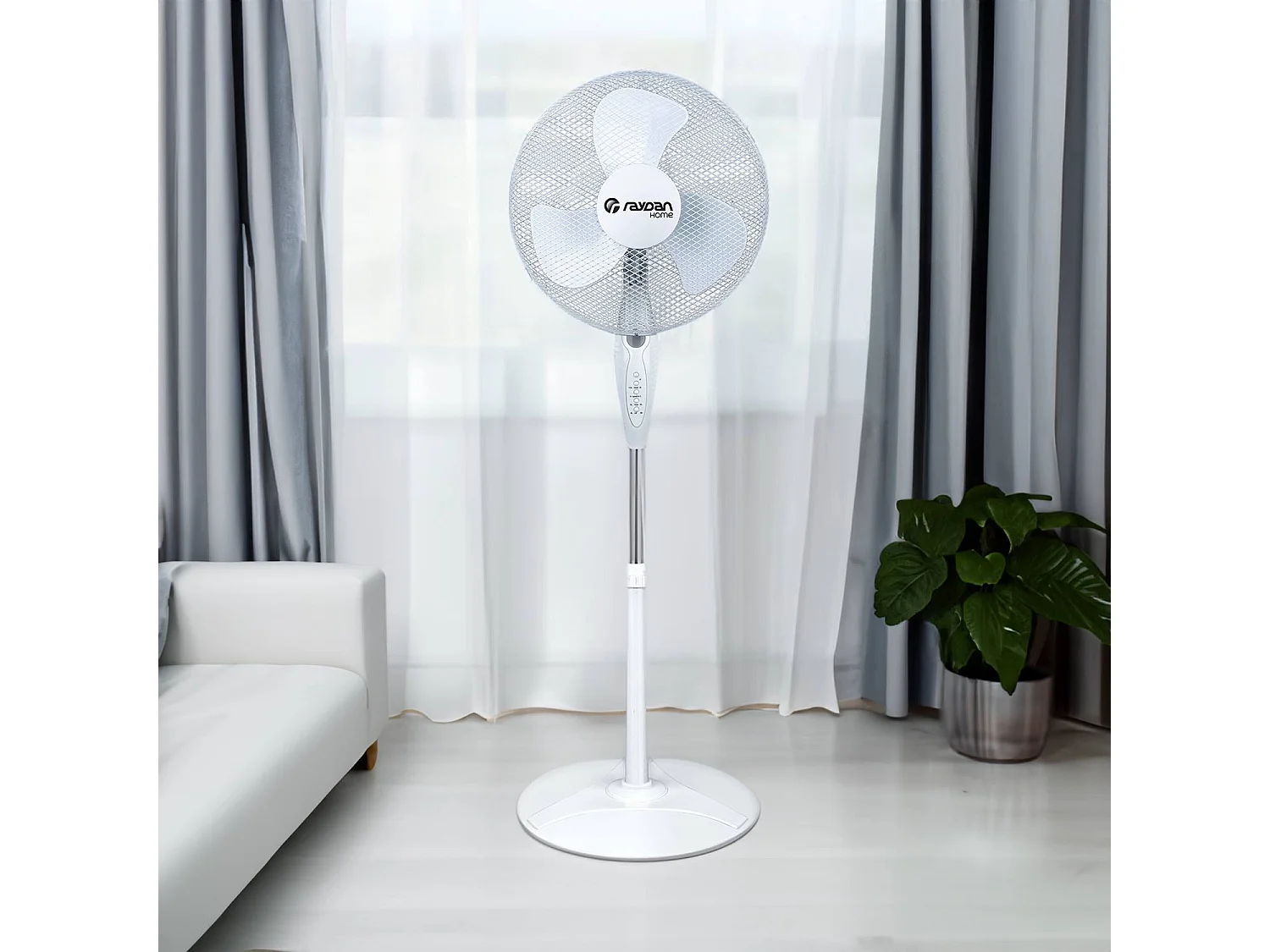 Ventilador de Pie Ø40cm 40W 3 Velocidades Neos Comfort Blanco con Mando Raydan Home