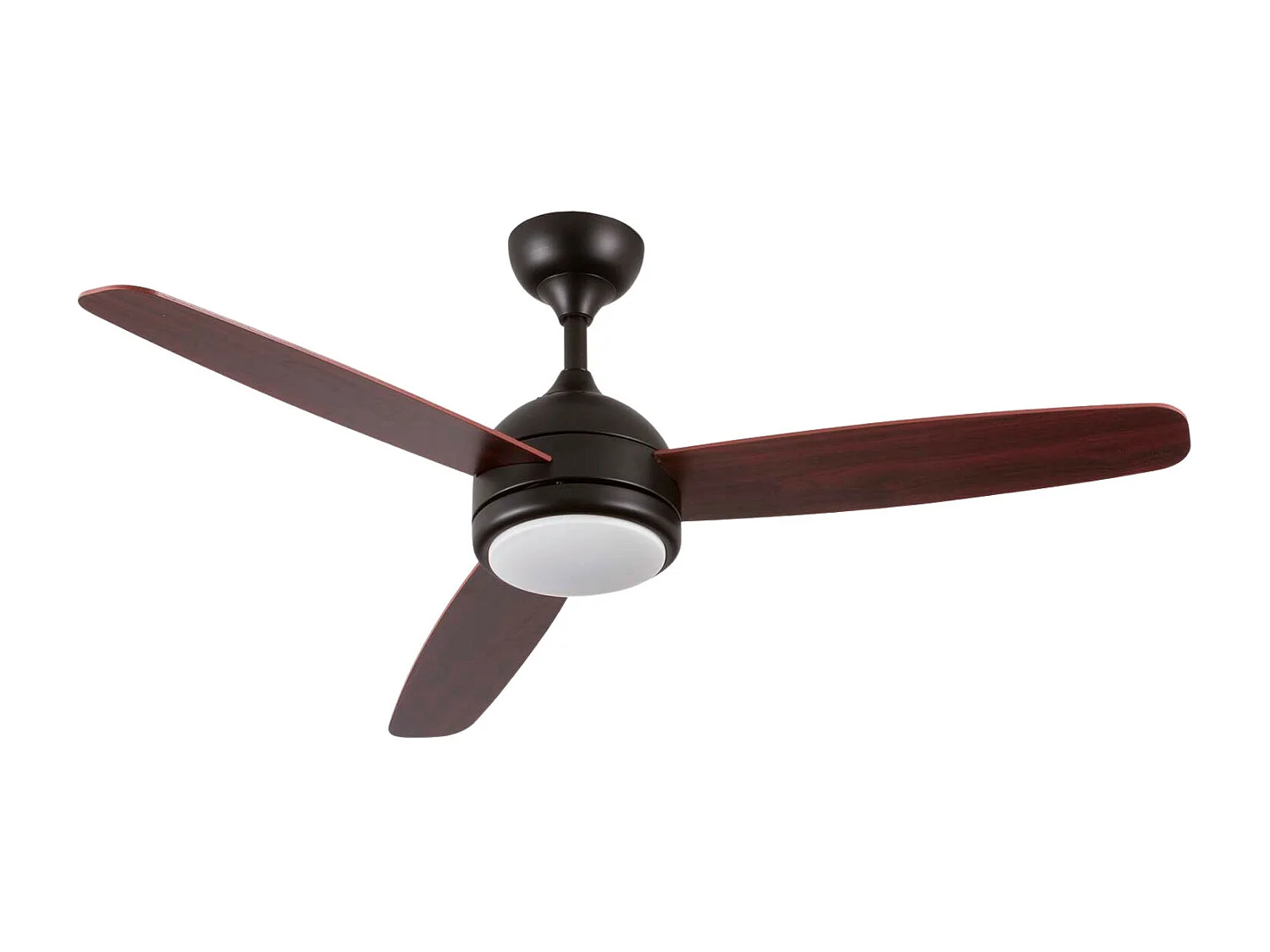 Ventilateur de plafond avec éclairage, 3 pales, 56 W, 6 vitesses, Alaska, bois naturel, Thinia Home